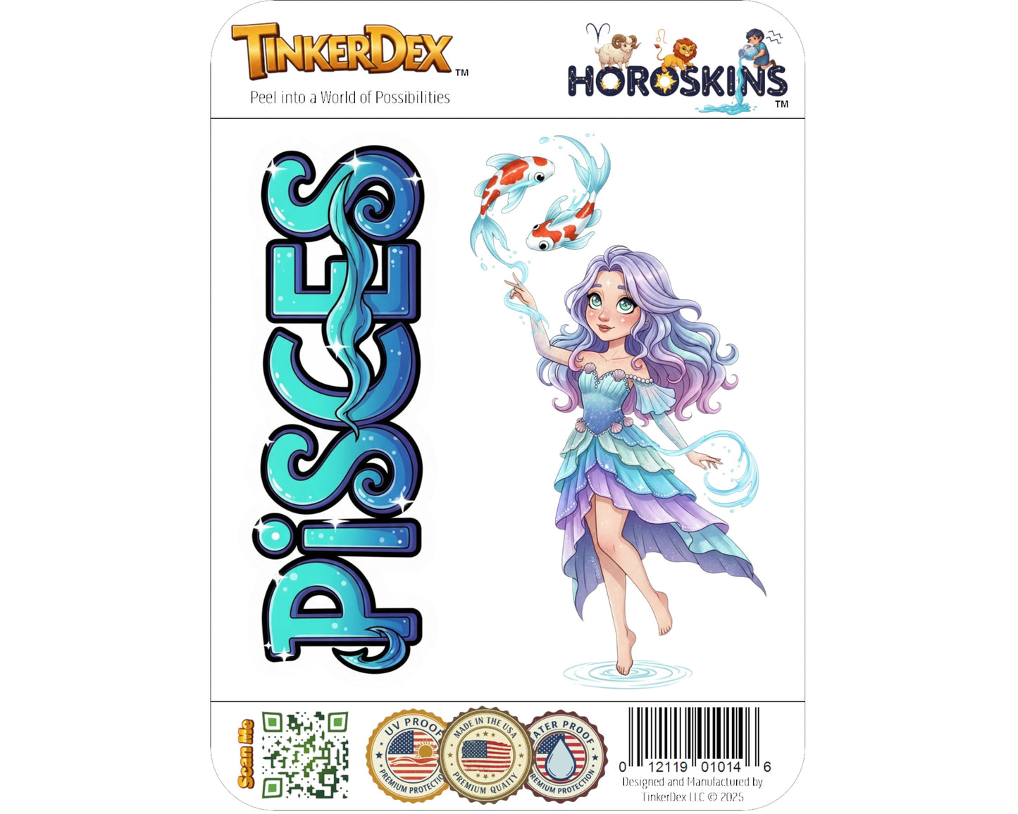 Pisces Sticker and Magnet - the Celestial Fish Horoskins™ – Zodiac Water Sign | Waterproof & UV-Proof