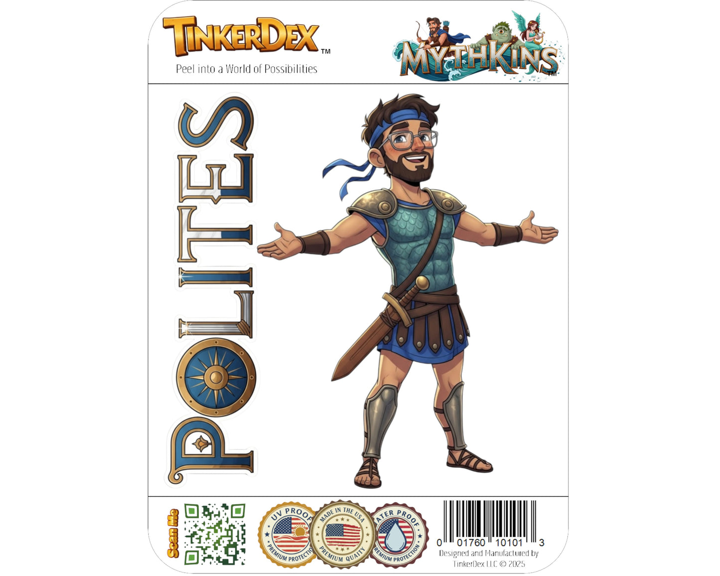 Polites Sticker and Magnet - The Loyal Companion Mythkins™ – Greek Hero | Waterproof & UV-Proof