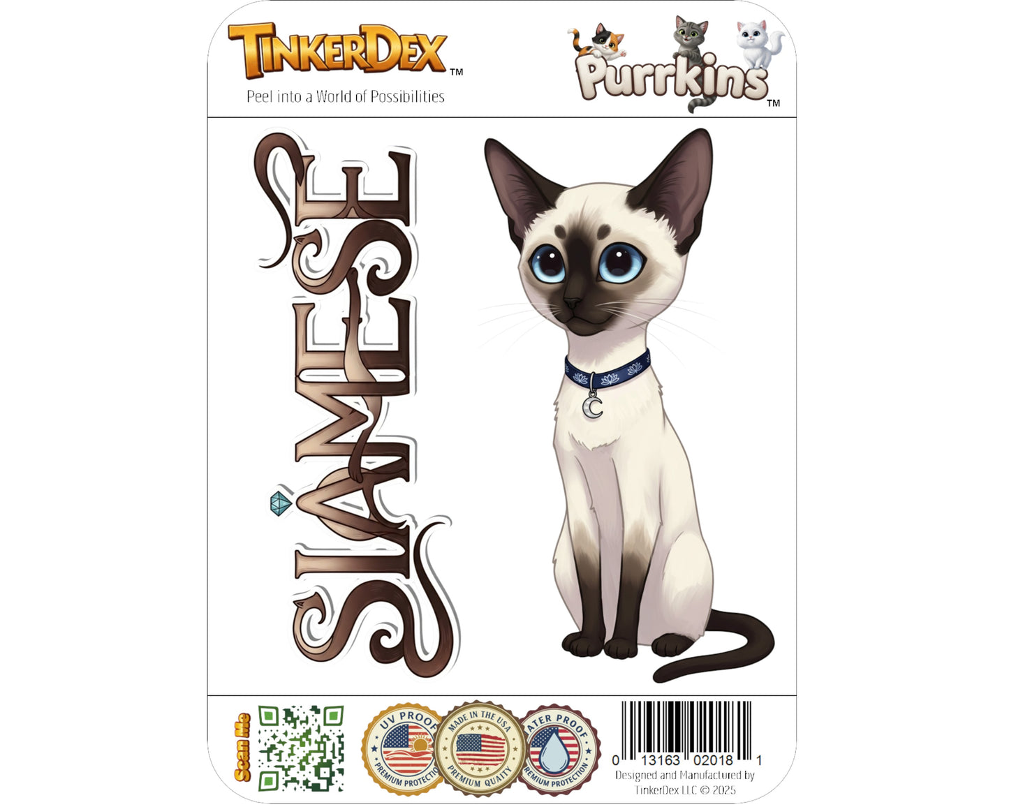 Siamese Sticker and Magnet - Royal Cat of Siam Purrkins™ – Domestic Cat Breed | Waterproof & UV-Proof