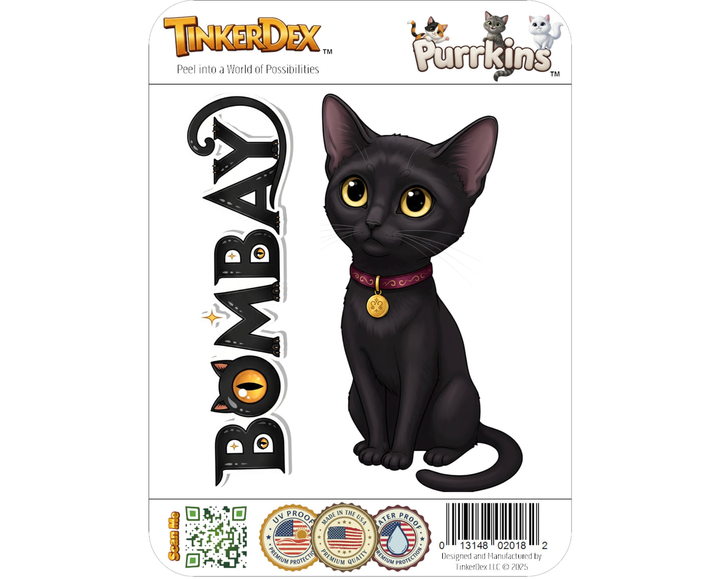 Bombay Sticker and Magnet - the Parlor Panther Purrkins™ – Domestic Cat Breed | Waterproof & UV-Proo