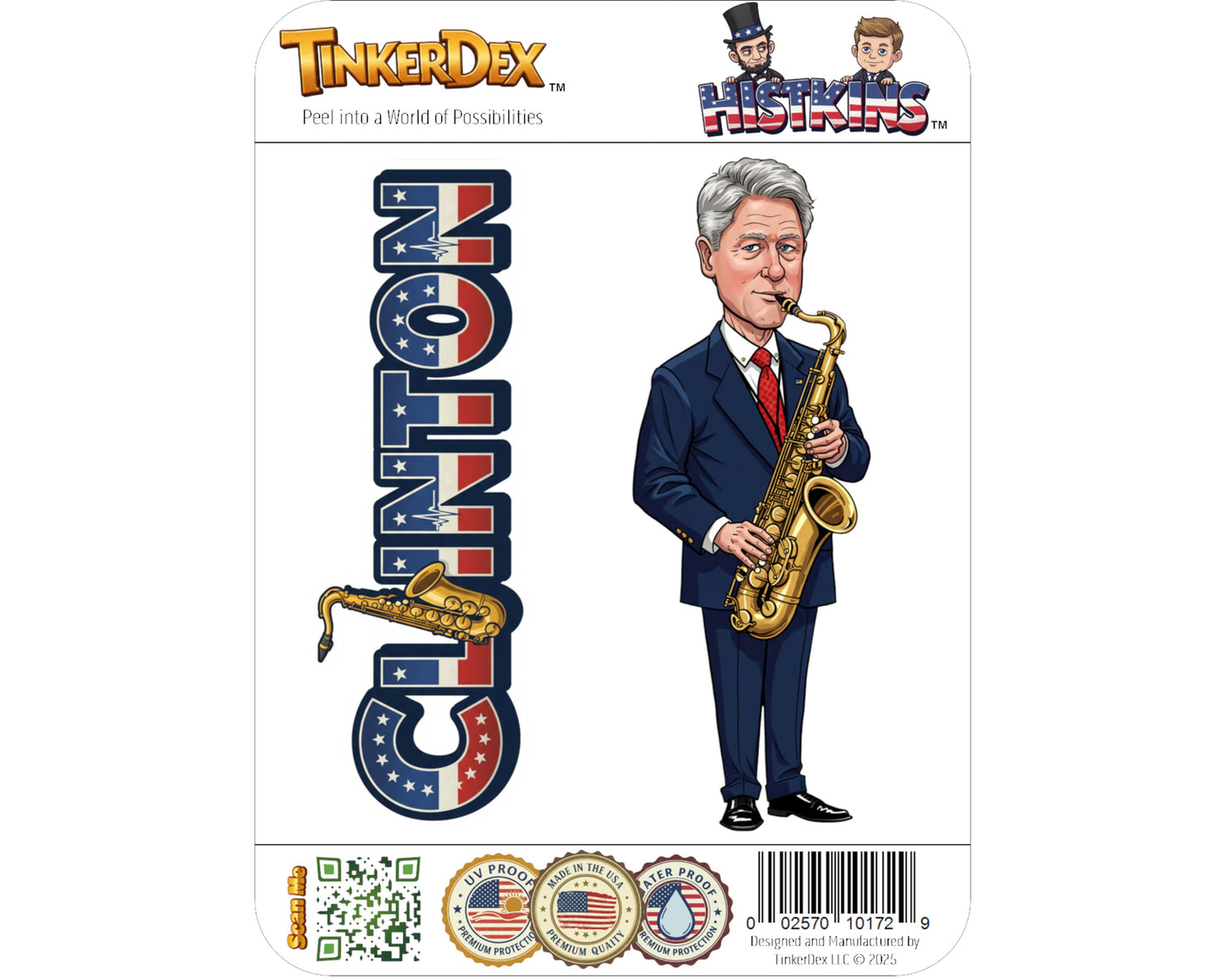 Bill Clinton Sticker and Magnet - The Comeback Kid Histkins™ – 42nd U.S. President | Waterproof & UV-Proof