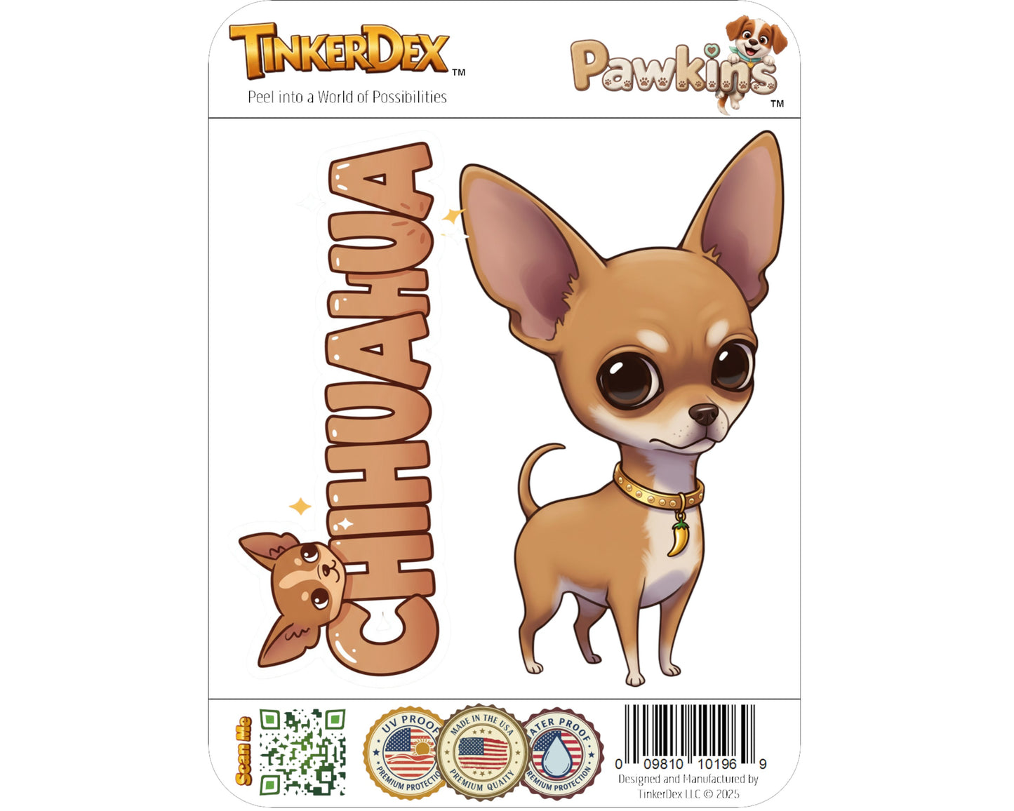 Chihuahua Sticker and Magnet - Sassy Companion Pawkins™ – Toy Dog Breed | Waterproof & UV-Proof (Copy)