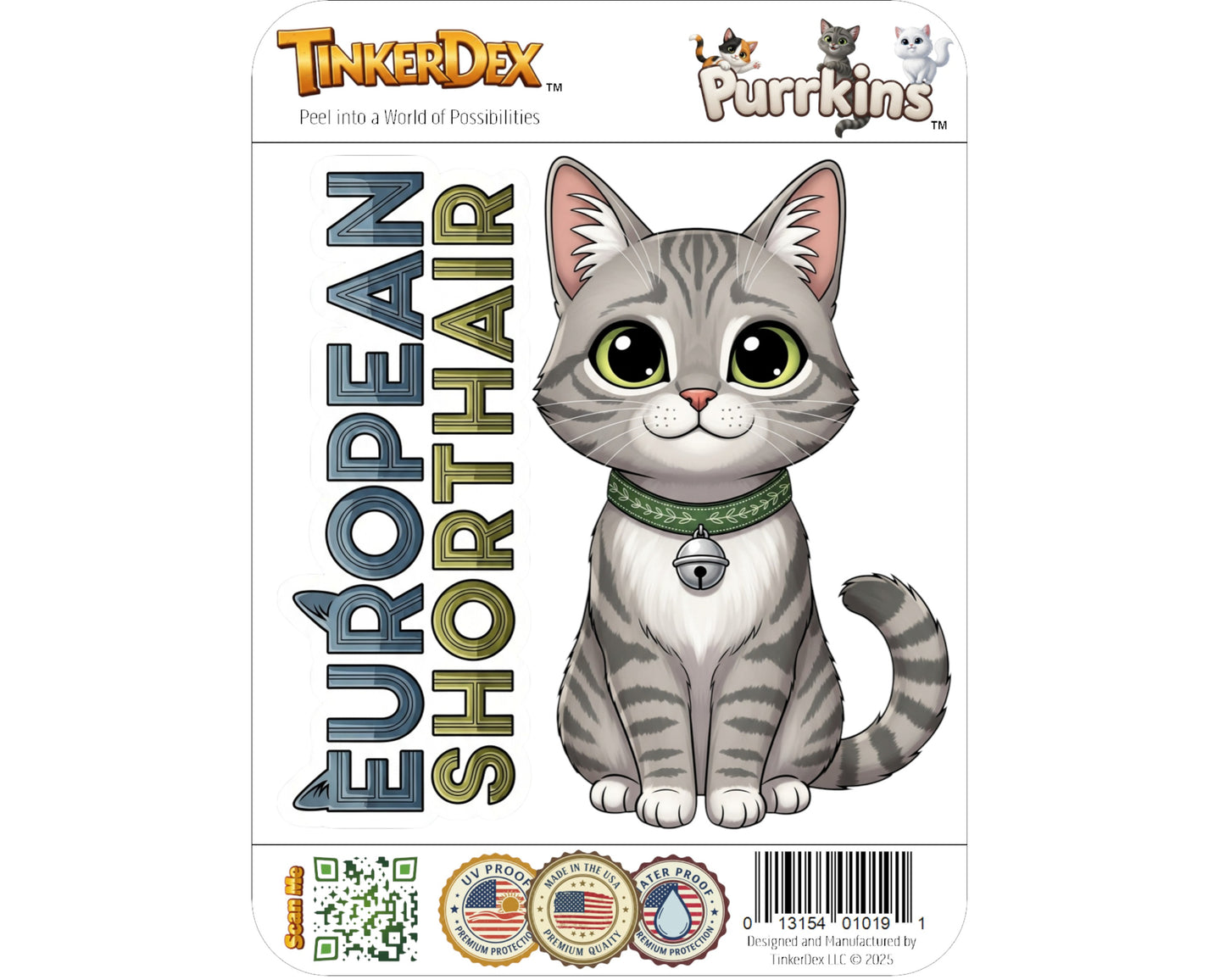 European Shorthair Sticker and Magnet - Original Housecat Purrkins™ – Domestic Cat Breed | Waterproof & UV-Proof
