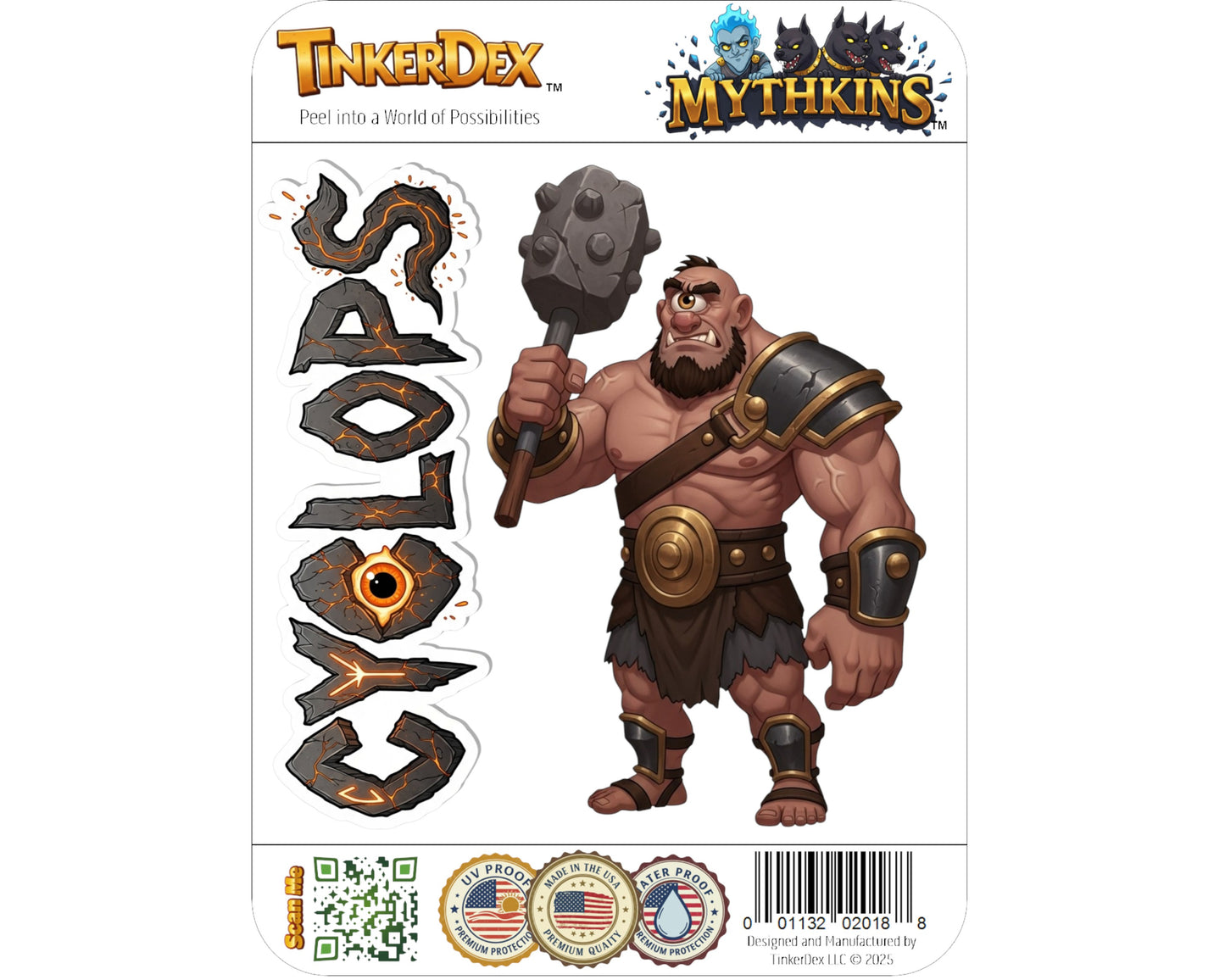 Cyclops Sticker and Magnet - the Elder Smith Mythkins™ – Greek Mythical Giant | Waterproof & UV-Proof