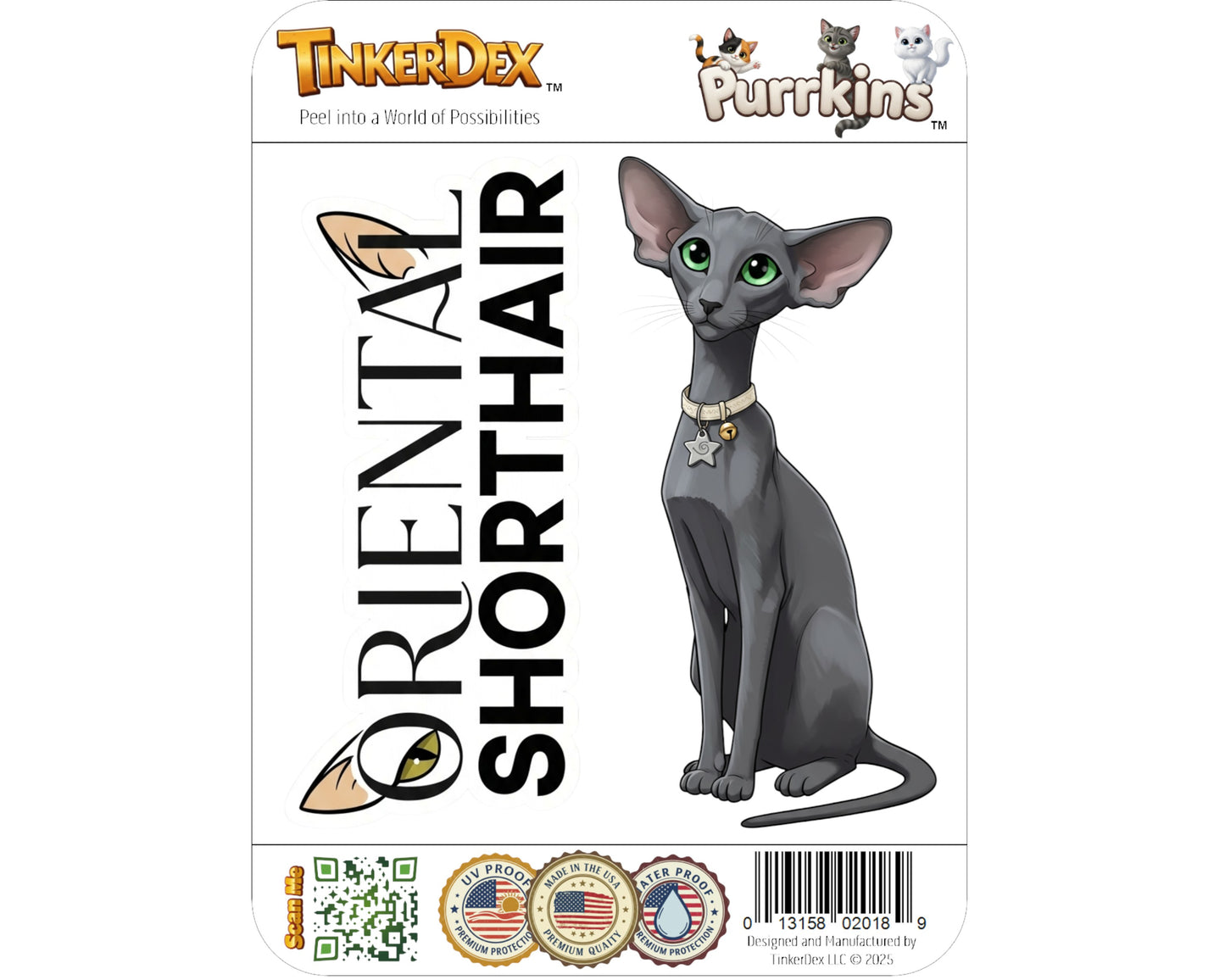 Oriental Shorthair Sticker and Magnet - Ornamental Ori Purrkins™ – Domestic Cat Breed | Waterproof & UV-Proof