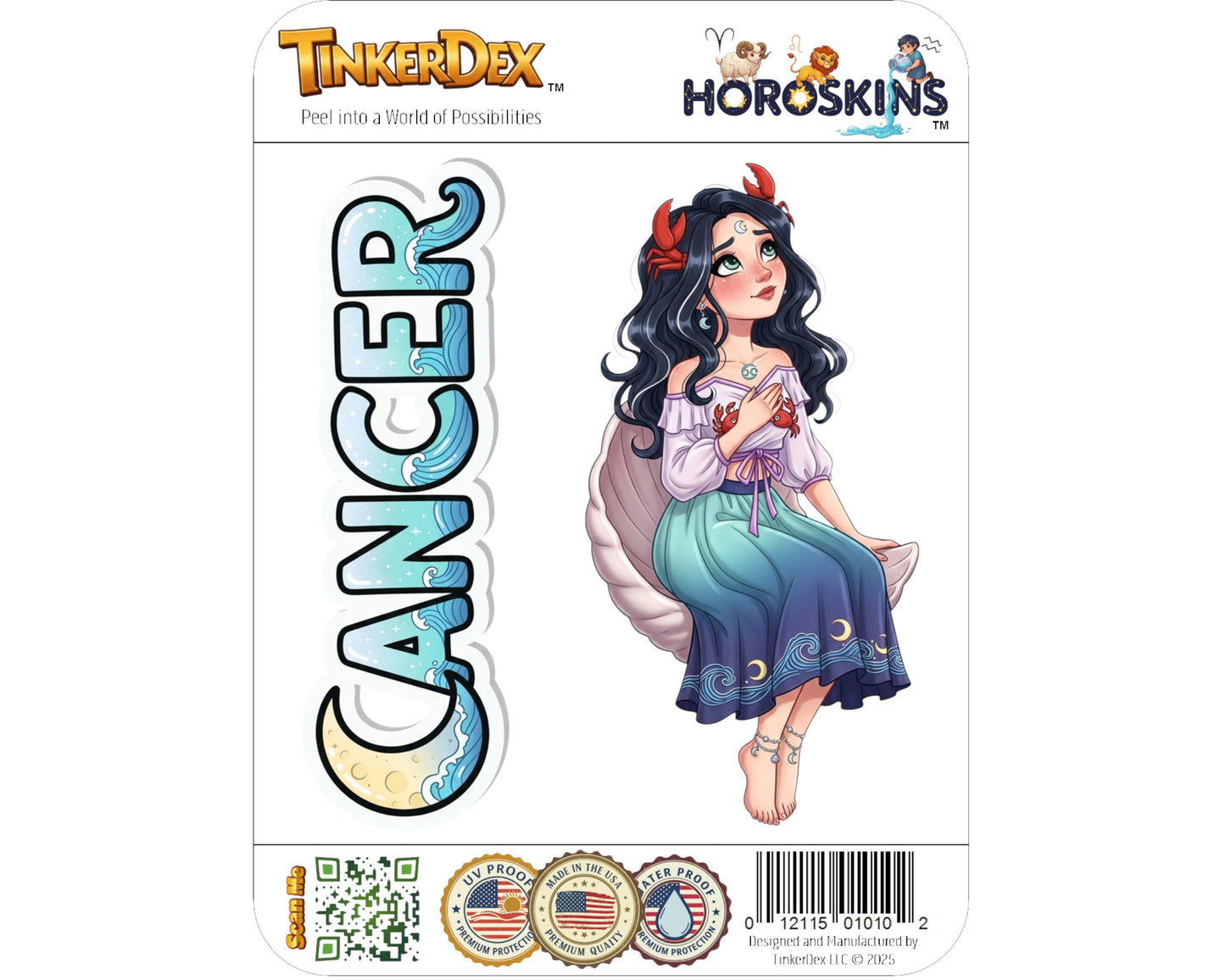 Cancer Sticker and Magnet - the Celestial Crab Horoskins™ – Zodiac Water Sign | Waterproof & UV-Proof