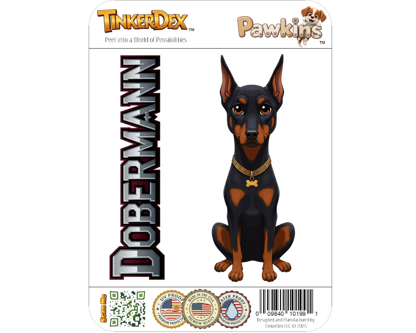 Dobermann Sticker and Magnet - Noble Guardian Pawkins™ – Guardian Dog Breed | Waterproof & UV-Proof