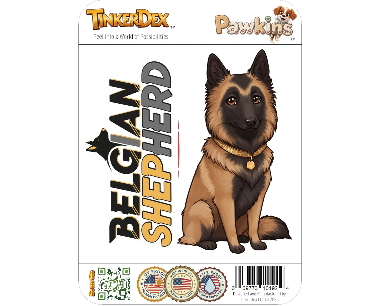 Belgian Shepherd Sticker and Magnet - K9 Protector Pawkins™ – Herding Dog Breed | Waterproof & UV-Proof