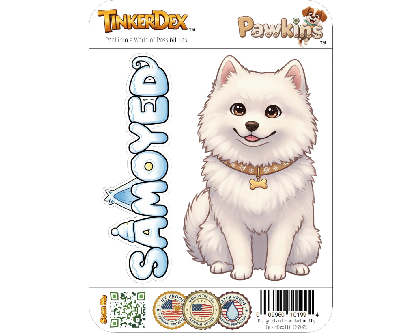 Samoyed Sticker and Magnet - Smiling Sammy Pawkins™ – Spitz-type Dog Breed | Waterproof & UV-Proof