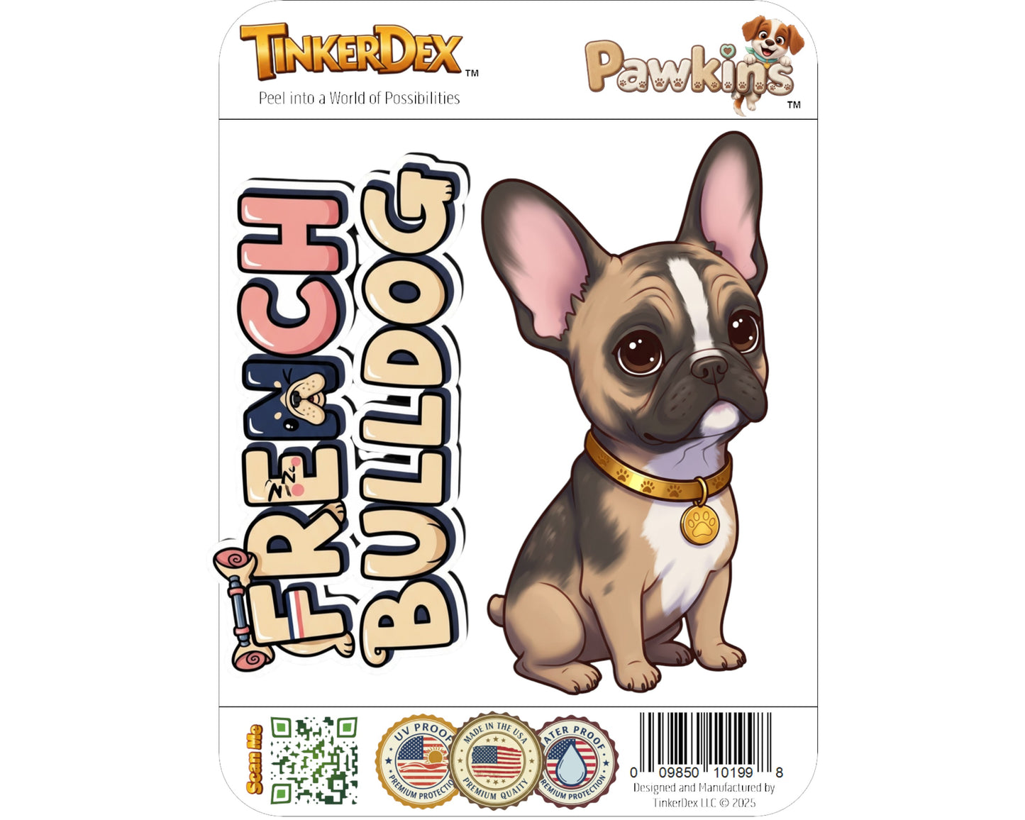 French Bulldog Sticker and Magnet - Bat-Eared Charmer Pawkins™ – Companion Dog Breed | Waterproof & UV-Proo