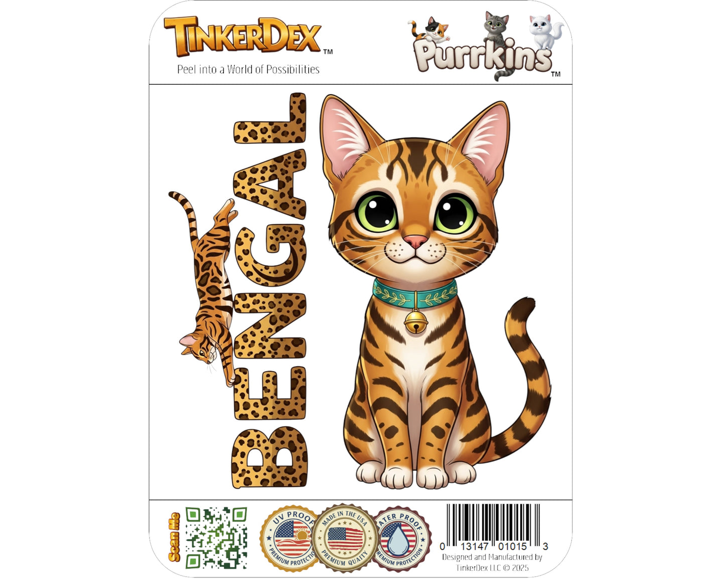 Bengal Sticker and Magnet - the Little Leopard Purrkins™ – Domestic Cat Breed | Waterproof & UV-Proof