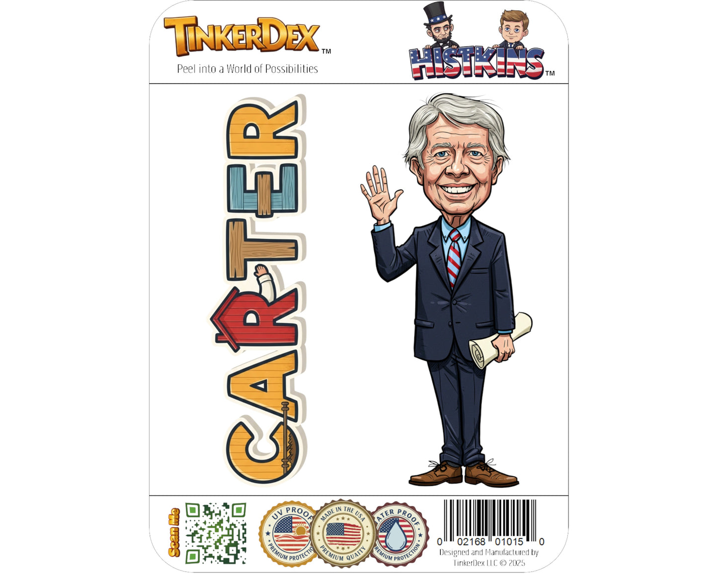 Jimmy Carter Sticker and Magnet - The Humanitarian Histkins™ – 39th U.S. President | Waterproof & UV-Proof