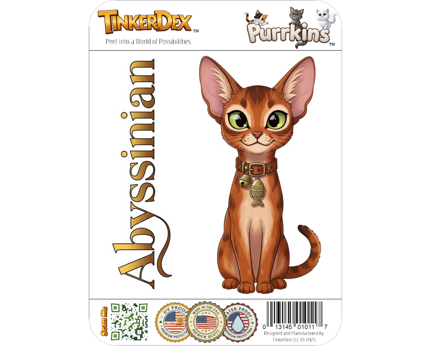 Abyssinian Sticker and Magnet - Cat of the Blue Nile Purrkins™ – Domestic Cat Breed | Waterproof & UV-Proof