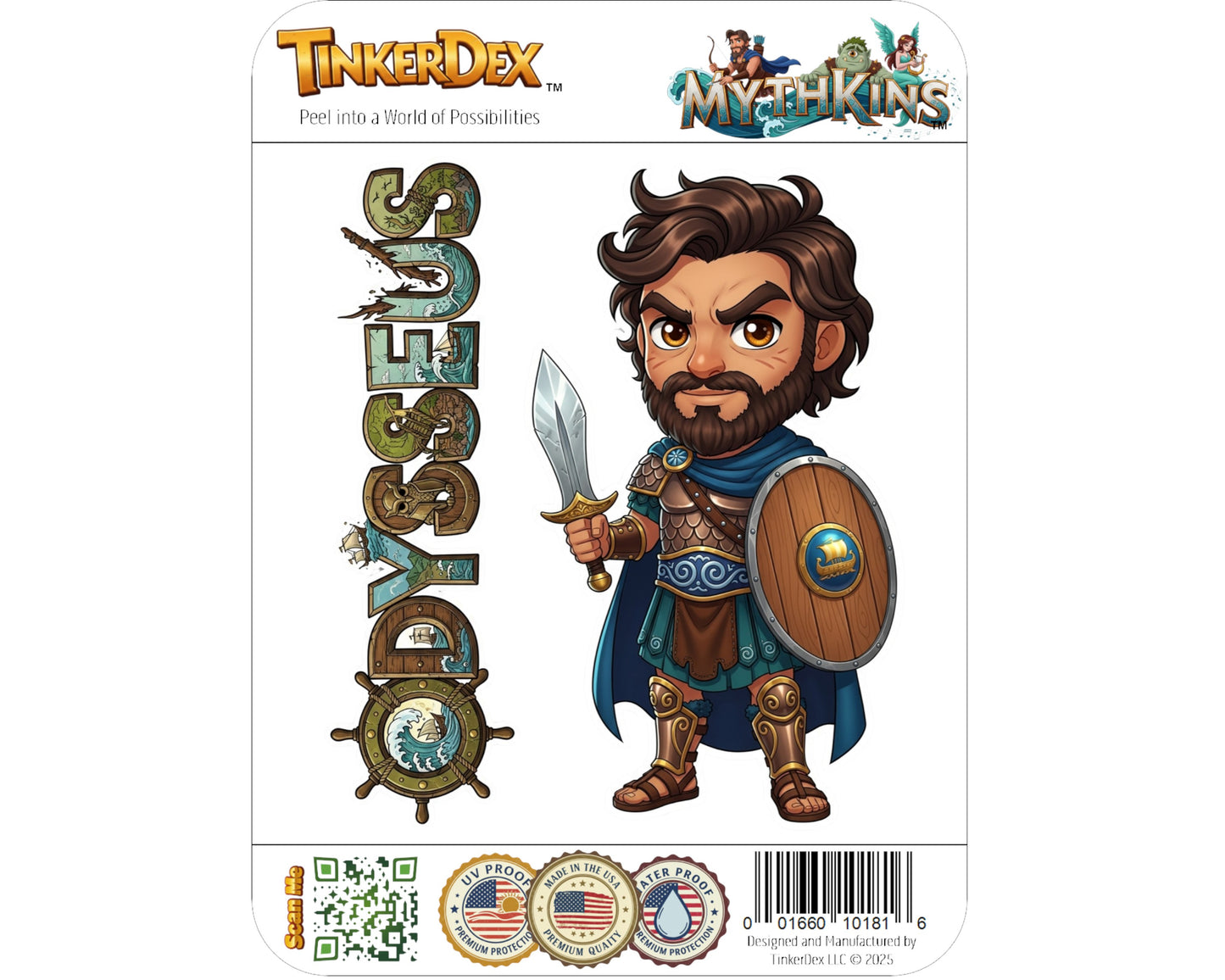 Odysseus Sticker and Magnet - Polymetis Mythkins™ – Cunning Hero of the Odyssey | Waterproof & UV-Proof