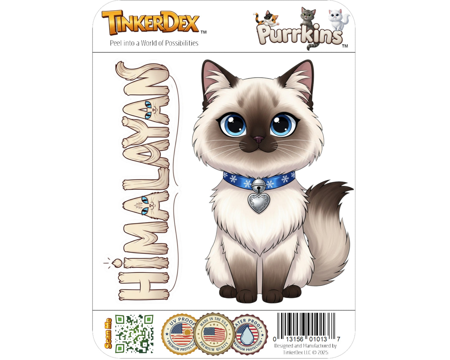 Himalayan Sticker and Magnet - Snow-Kissed Cat Purrkins™ – Long-haired Cat Breed | Waterproof & UV-Proof