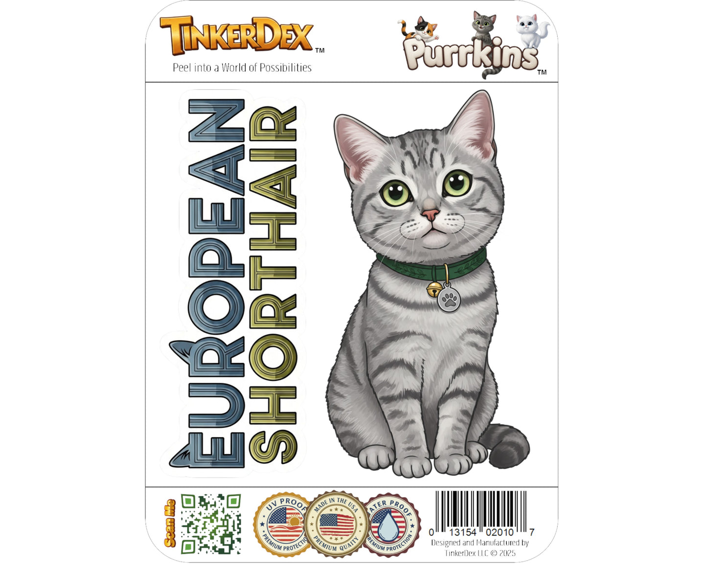 European Shorthair Sticker and Magnet - Original Housecat Purrkins™ – Domestic Cat Breed | Waterproof & UV-Proof