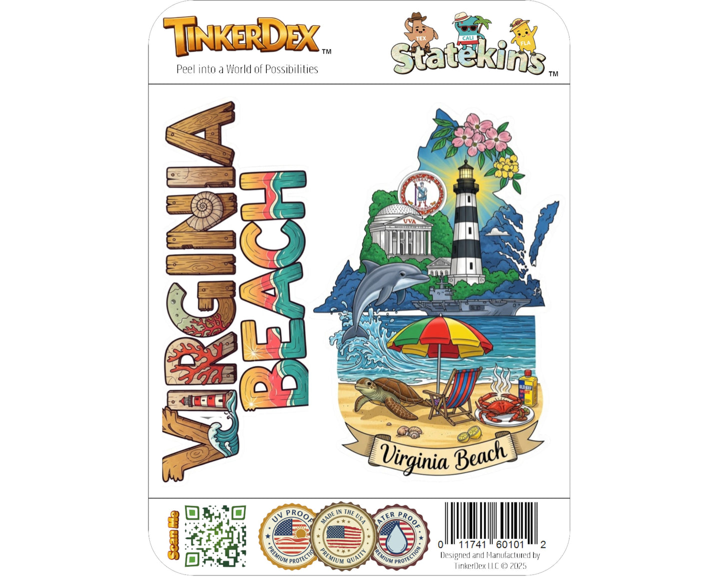 Virginia Beach Sticker and Magnet - The Resort City Statekins™ – USA Travel Souvenir | Waterproof & UV-Proof