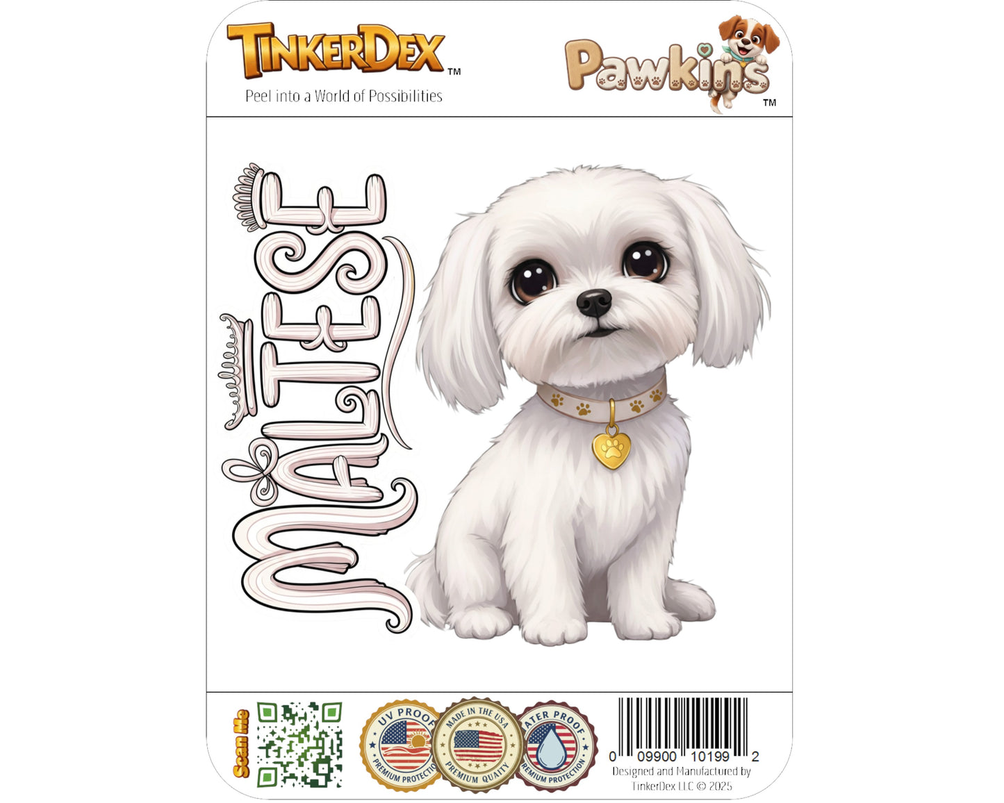 Maltese Sticker and Magnet - Roman Ladies' Dog Pawkins™ – Toy Dog Breed | Waterproof & UV-Proof