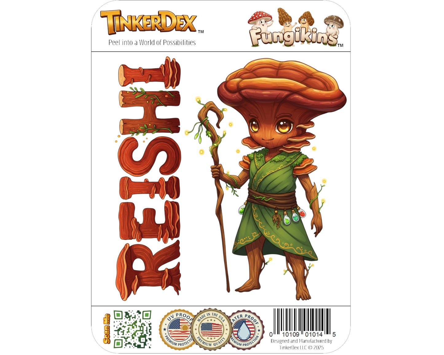 Reishi Sticker and Magnet - Mushroom of Immortality Fungikins™ – Medicinal Mushroom Art | Waterproof & UV-Proof