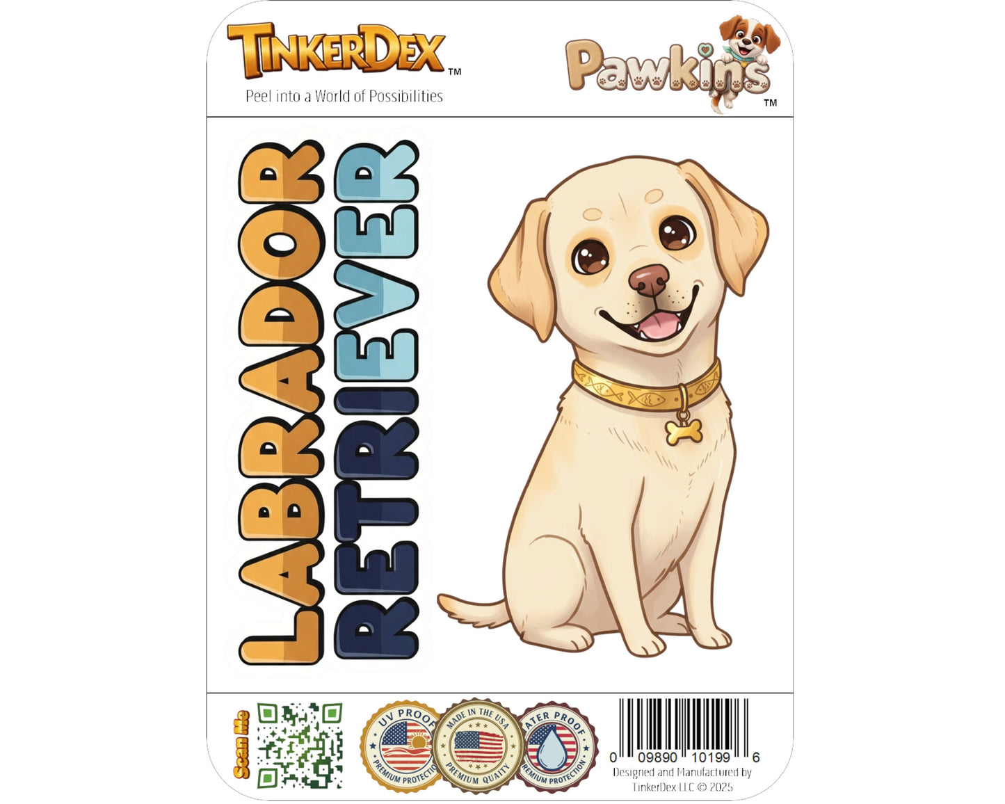 Labrador Retriever Sticker and Magnet - Friendly Fetcher Pawkins™ – Sporting Dog Breed | Waterproof & UV-Proof