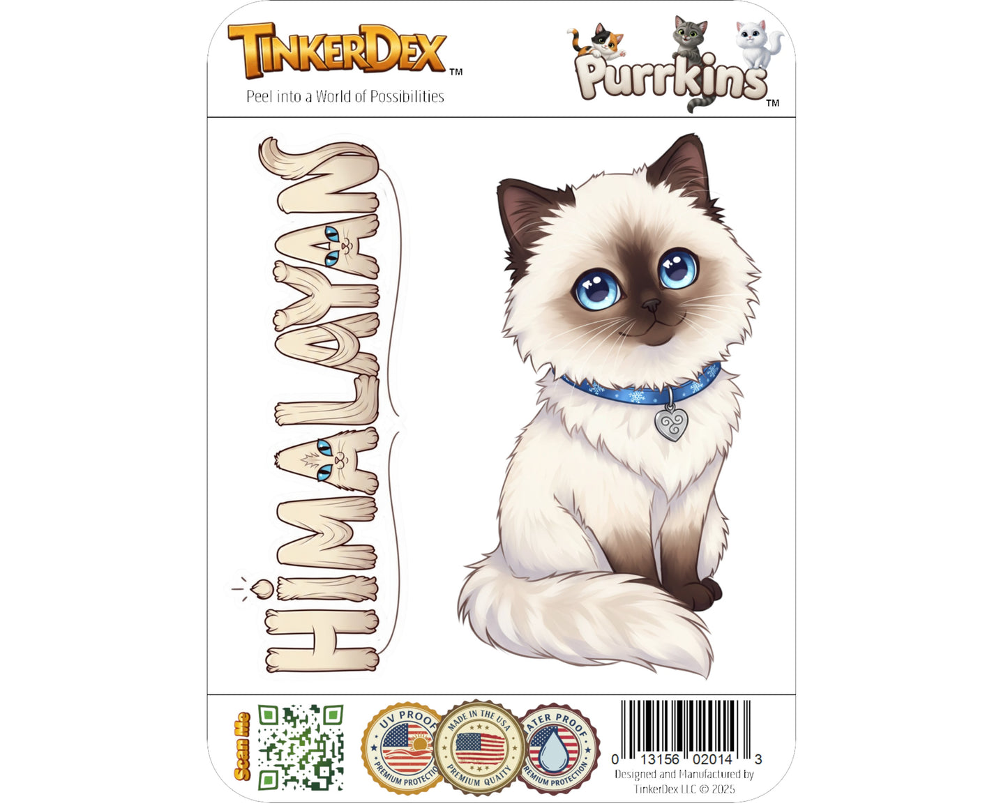Himalayan Sticker and Magnet - Snow-Kissed Cat Purrkins™ – Long-haired Cat Breed | Waterproof & UV-Proof