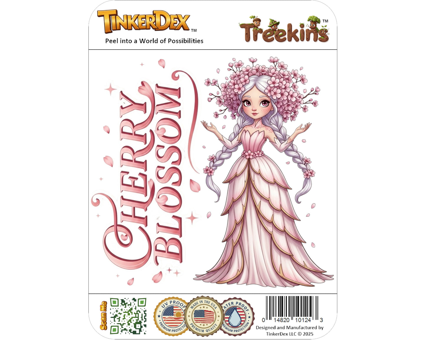 Cherry Blossom Sticker and Magnet - The Ephemeral Princess Treekins™ – Sakura Spirit | Waterproof & UV-Proof