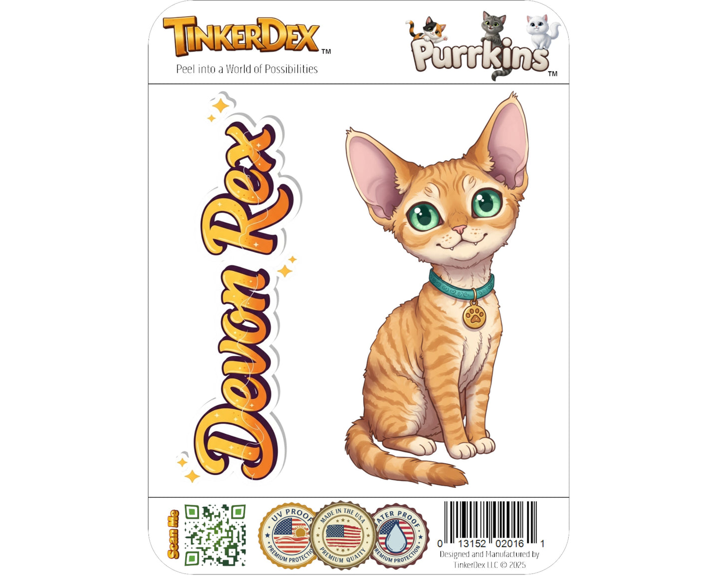 Devon Rex Sticker and Magnet - the Pixie Cat Purrkins™ – Domestic Cat Breed | Waterproof & UV-Proof