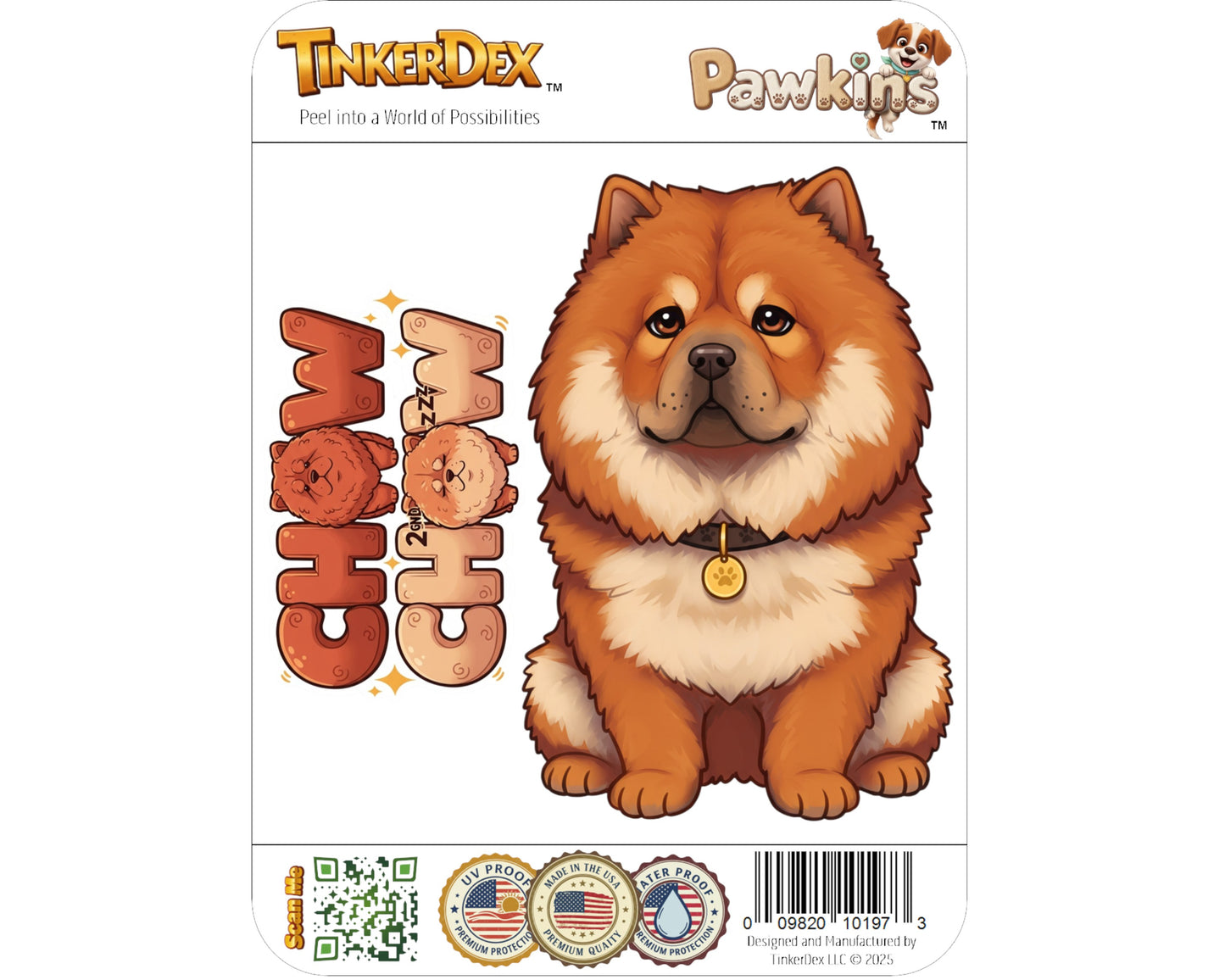 Chow Chow Sticker and Magnet - Puffy-Lion Dog Pawkins™ – Ancient Dog Breed | Waterproof & UV-Proof
