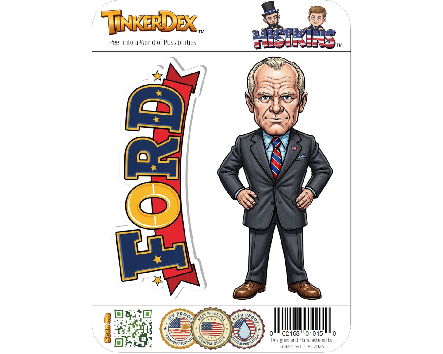 Gerald Ford Sticker and Magnet - Mr. Nice Guy Histkins™ – 38th U.S. President | Waterproof & UV-Proof