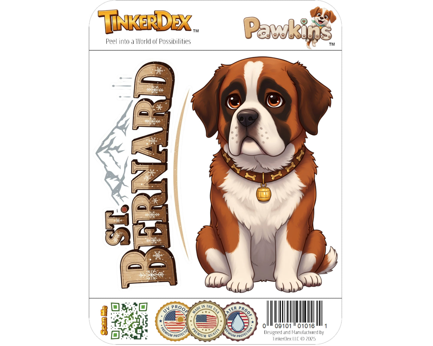 St. Bernard Sticker and Magnet - Alpine Rescuer Pawkins™ – Working Dog Breed | Waterproof & UV-Proof