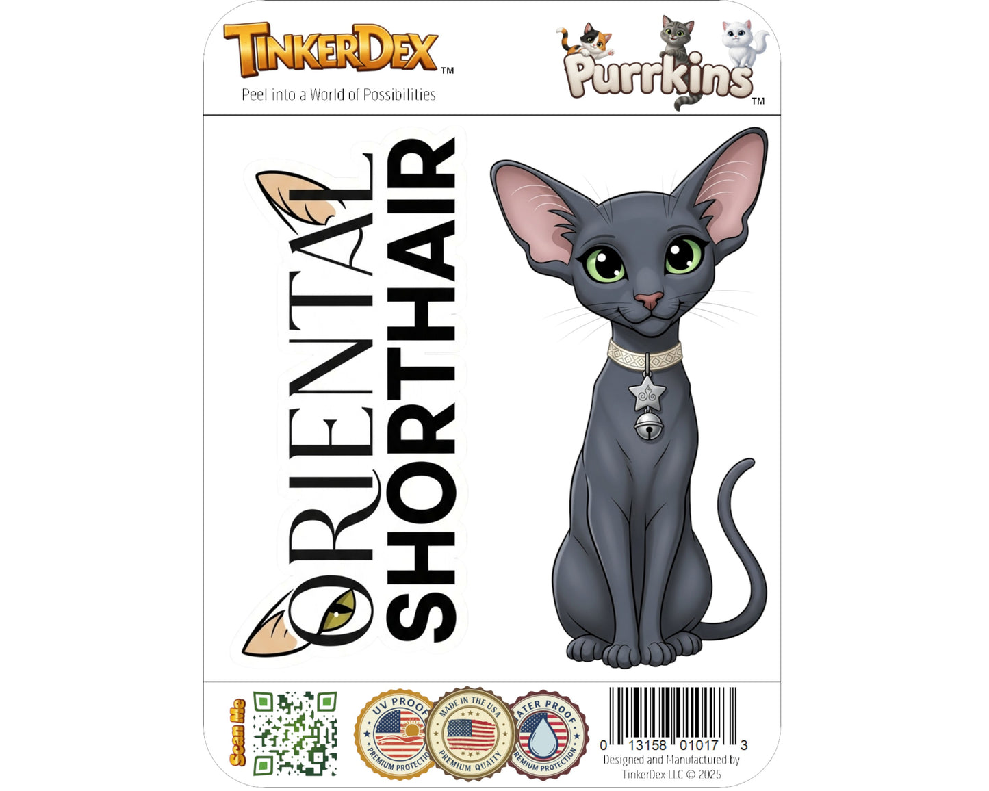 Oriental Shorthair Sticker and Magnet - Ornamental Ori Purrkins™ – Domestic Cat Breed | Waterproof & UV-Proof