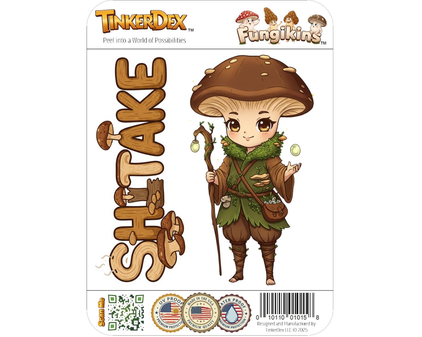 Shiitake Sticker and Magnet - Savory Sentinel Fungikins™ – Edible Mushroom Art | Waterproof & UV-Proof