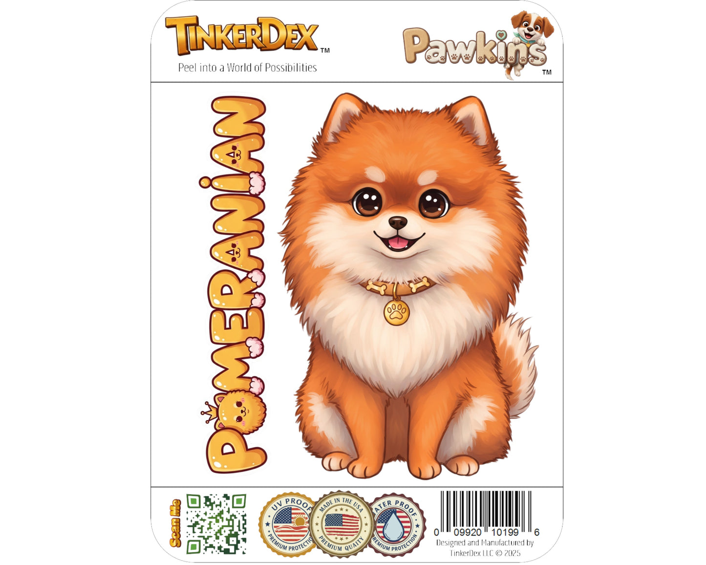 Pomeranian Sticker and Magnet - Fluffy Pom-Pom Pawkins™ – Toy Dog Breed | Waterproof & UV-Proof