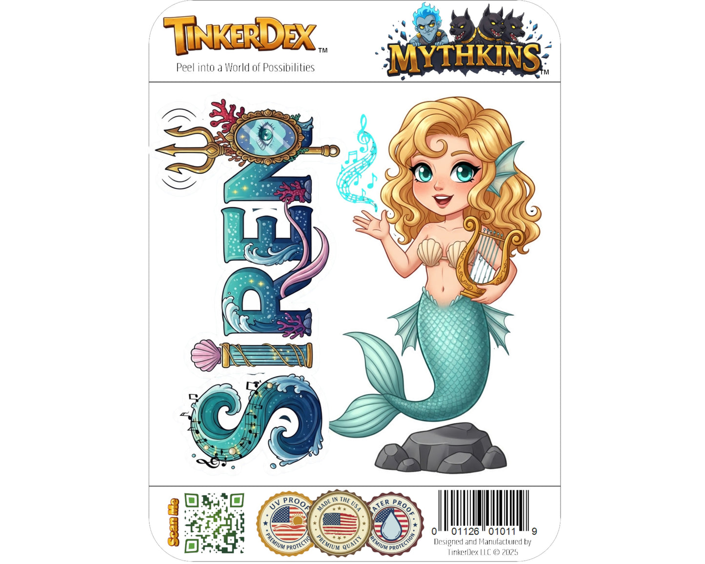 Siren Sticker and Magnet - Enchanter of the Seas Mythkins™ – Mythical Sea Creature | Waterproof & UV-Proof