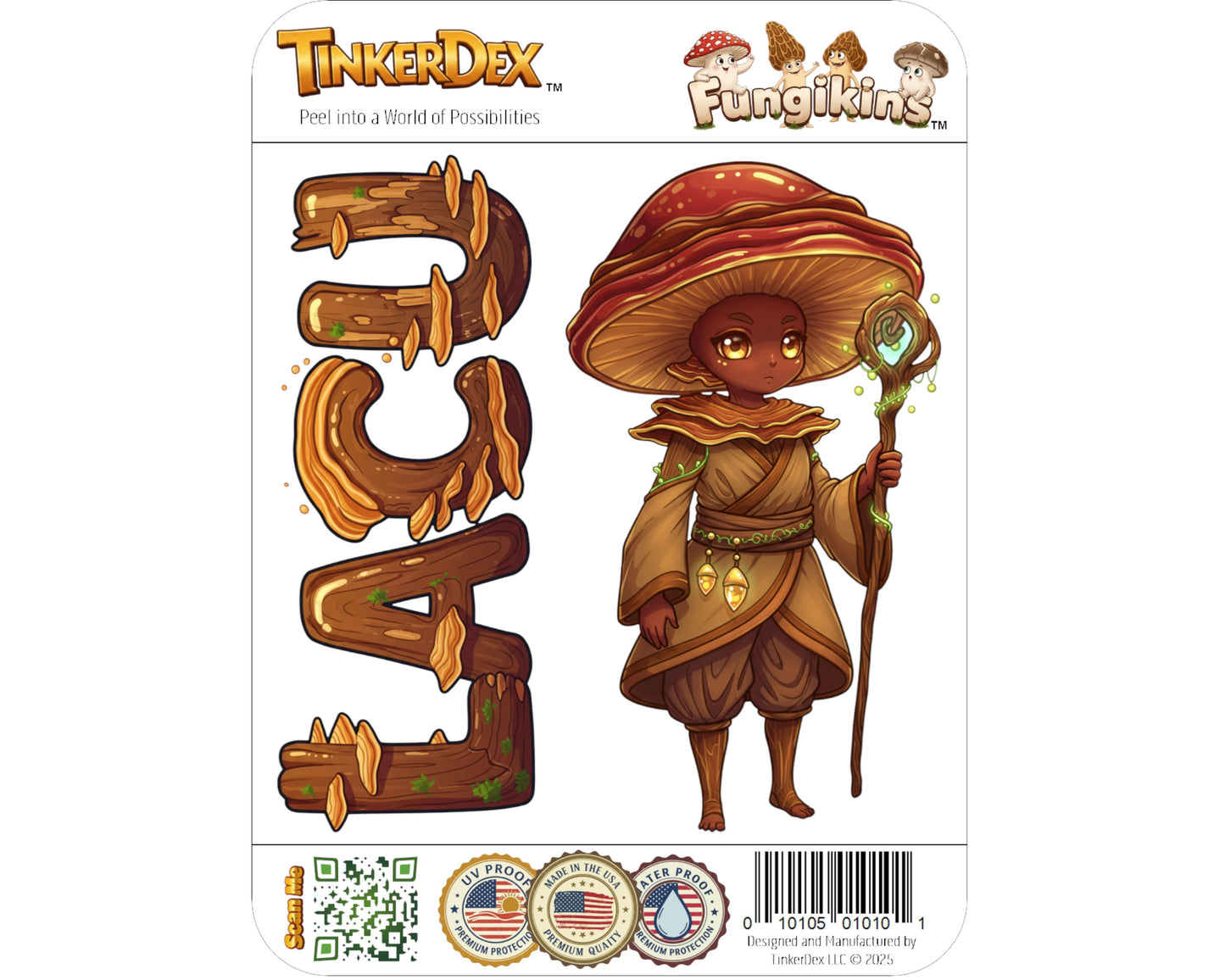 Lacquered Bracket Sticker and Magnet - Forest Sage Fungikins™ – Mystical Mushroom Art | Waterproof & UV-Proof