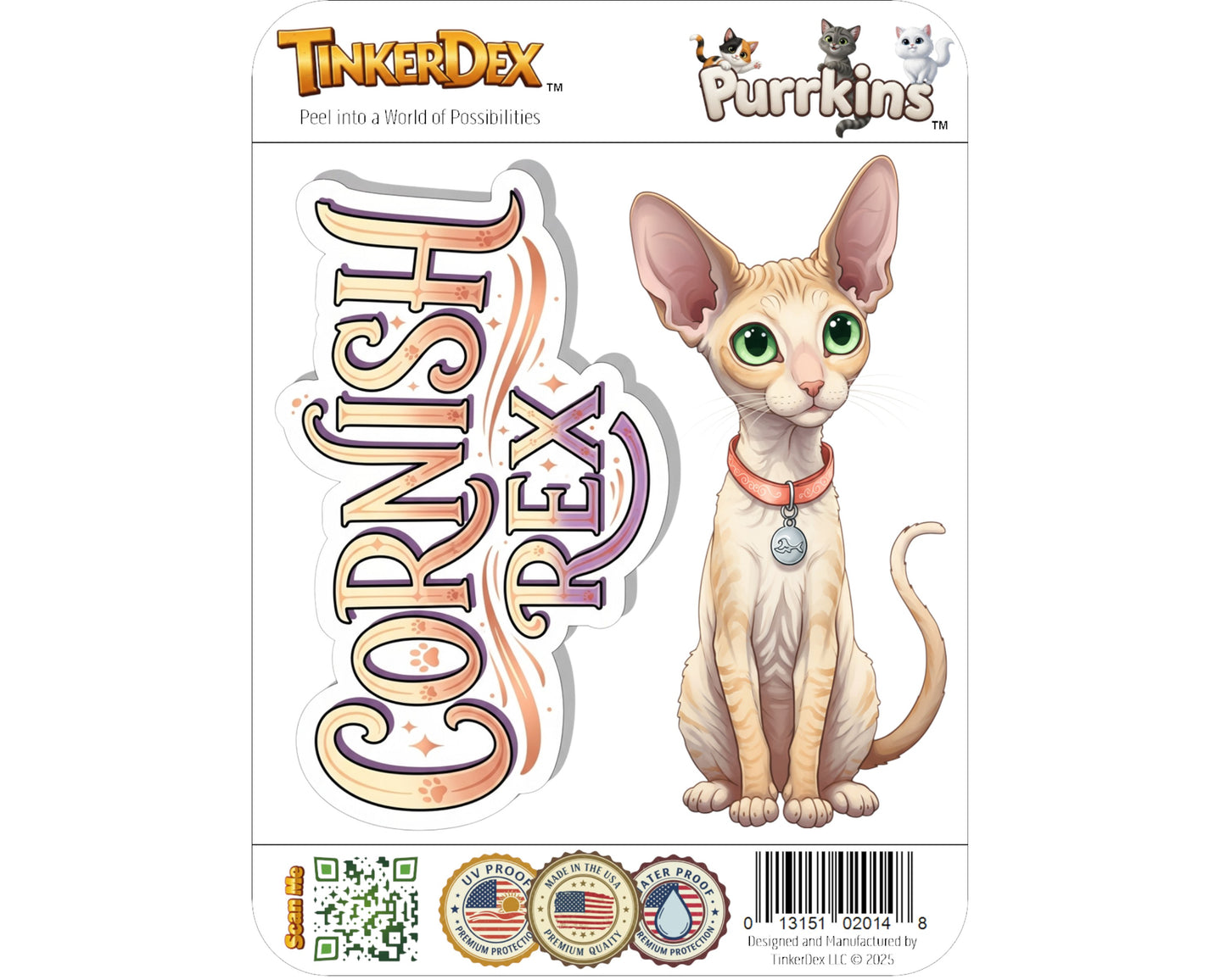 Cornish Rex Sticker and Magnet - Wavy Wonder Purrkins™ – Domestic Cat Breed | Waterproof & UV-Proof
