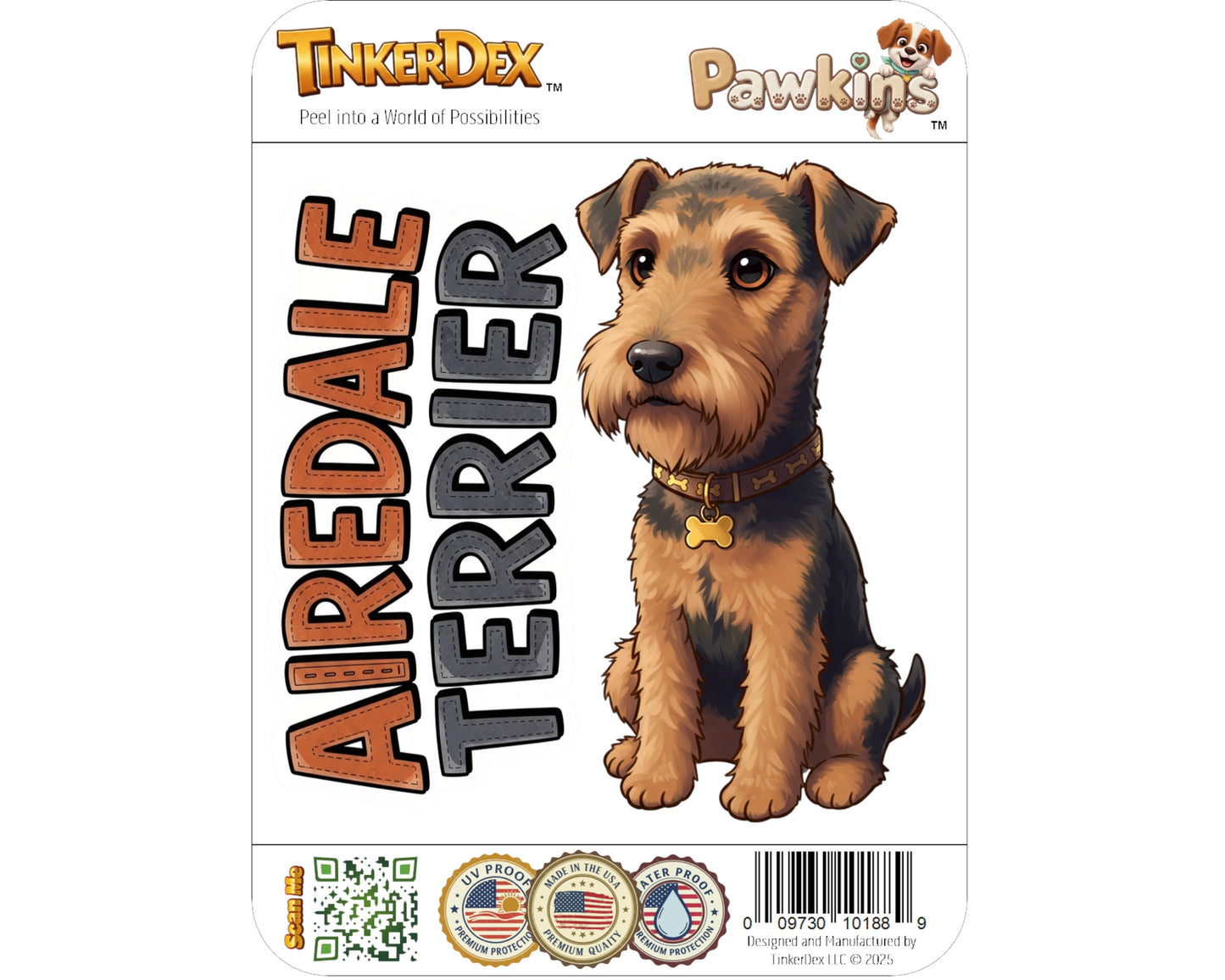 Airedale Terrier Sticker and Magnet - King of Terriers Pawkins™ – Terrier Dog Breed | Waterproof & UV-Proof