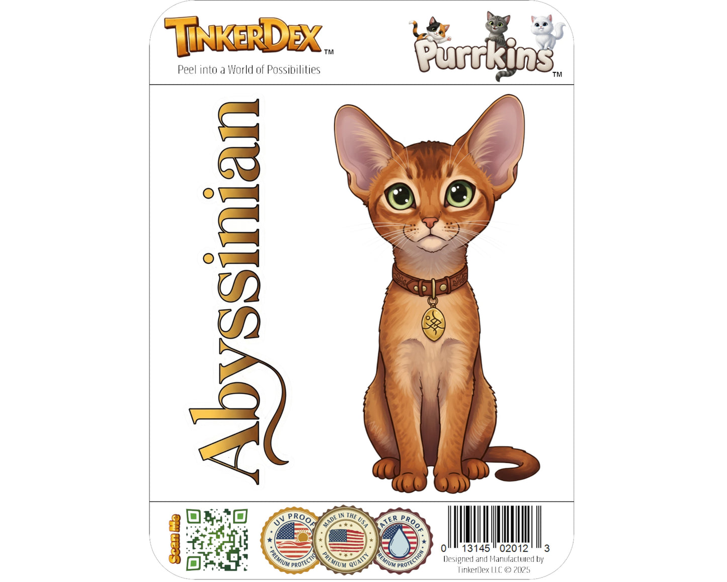 Abyssinian Sticker and Magnet - Cat of the Blue Nile Purrkins™ – Domestic Cat Breed | Waterproof & UV-Proof