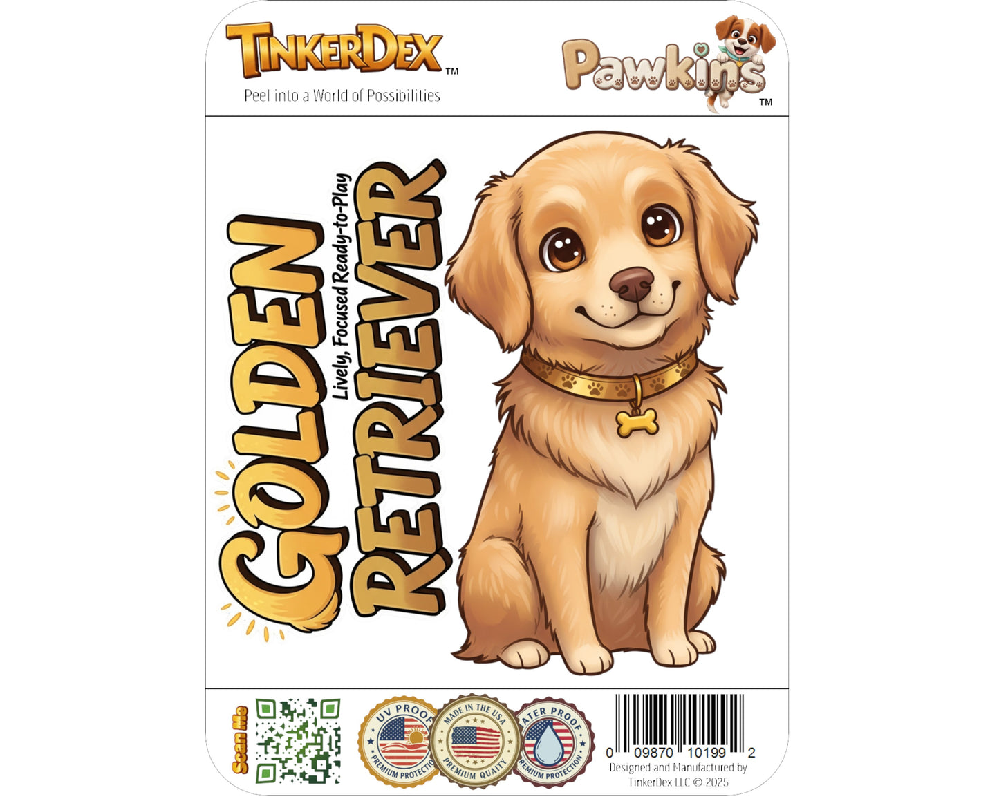 Golden Retriever Sticker and Magnet - Golden Companion Pawkins™ – Sporting Dog Breed | Waterproof & UV-Proof
