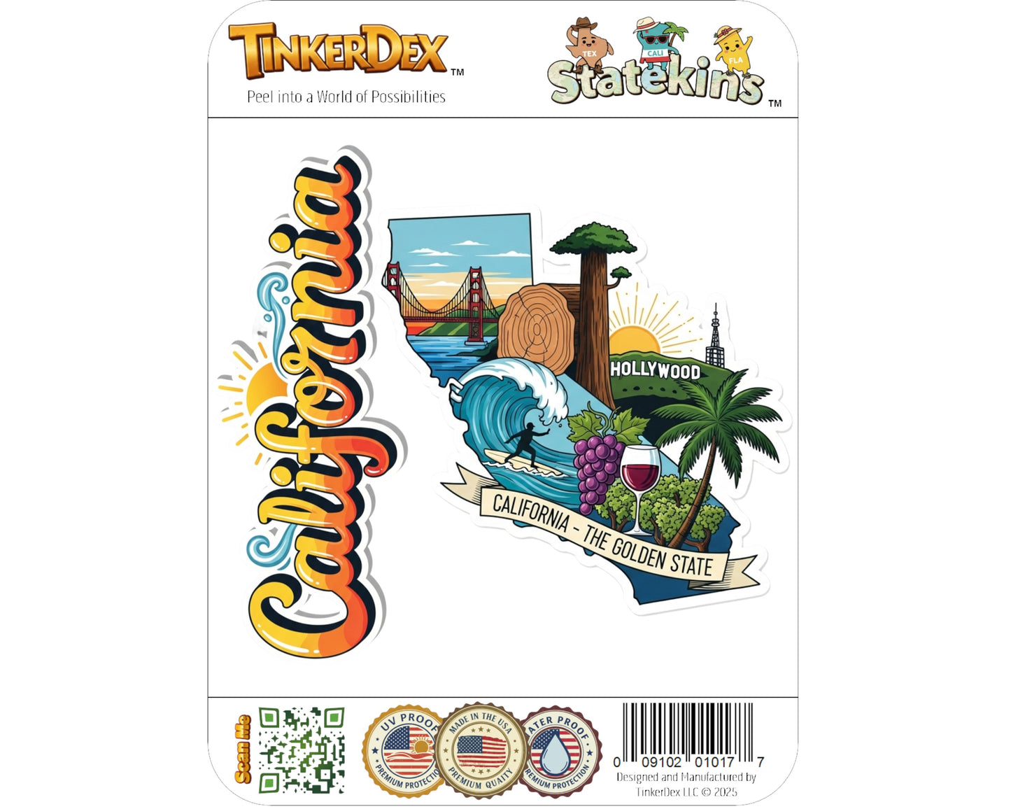 California Sticker and Magnet - The Golden State Statekins™ – USA State Souvenir | Waterproof & UV-Proof