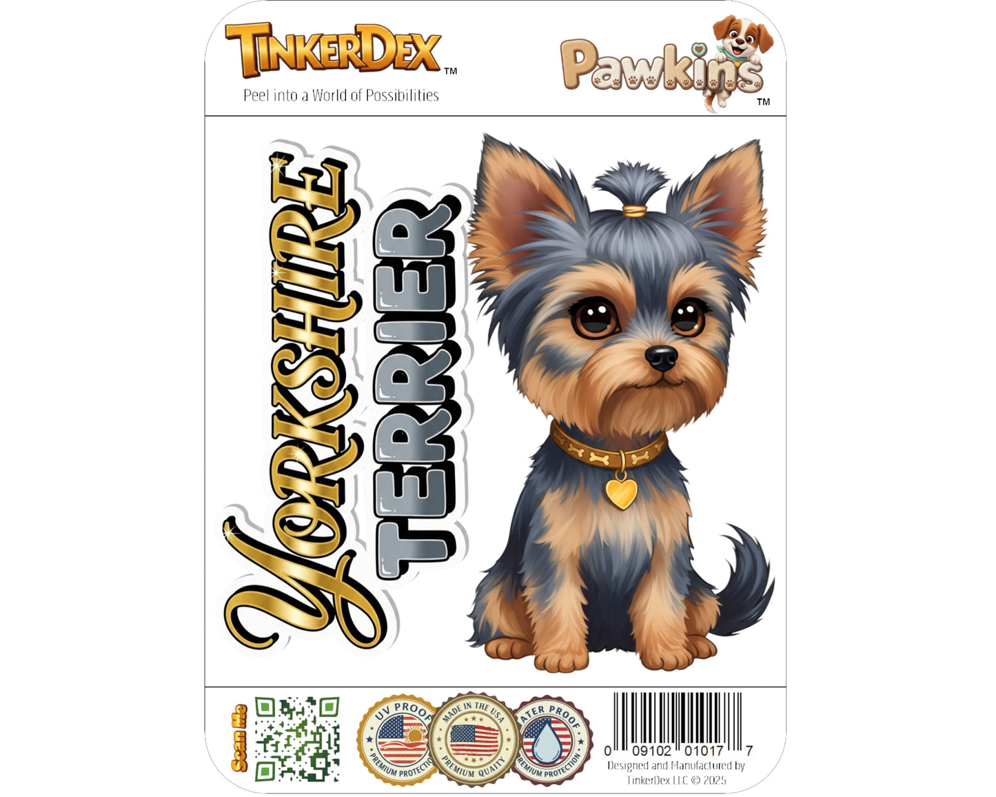 Yorkshire Terrier Sticker and Magnet - Tomboy Toy Pawkins™ – Toy Terrier Dog Breed | Waterproof & UV-Proof