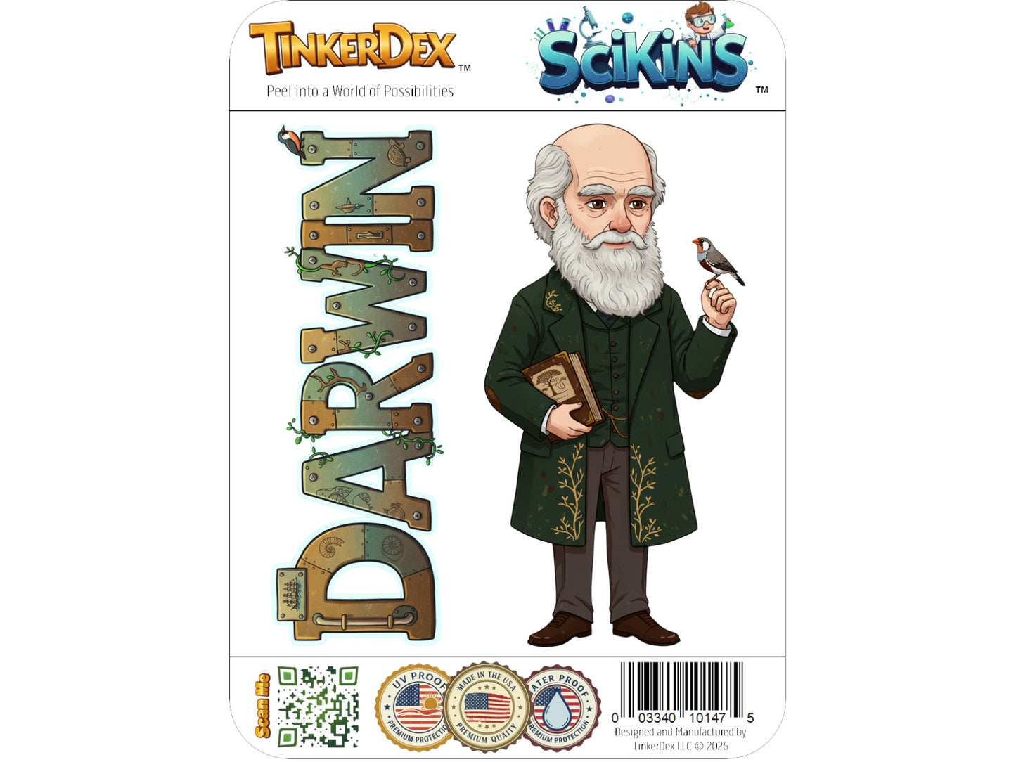 Charles Darwin Sticker and Magnet – Architect of Natural Selection Scikins™ – Pioneering Naturalist and Biologist | Waterproof & UV-Proof