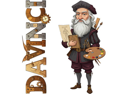 Leonardo da Vinci Sticker and Magnet – The Renaissance Man Scikins™ – Renaissance Artist and Inventor | Waterproof & UV-Proof