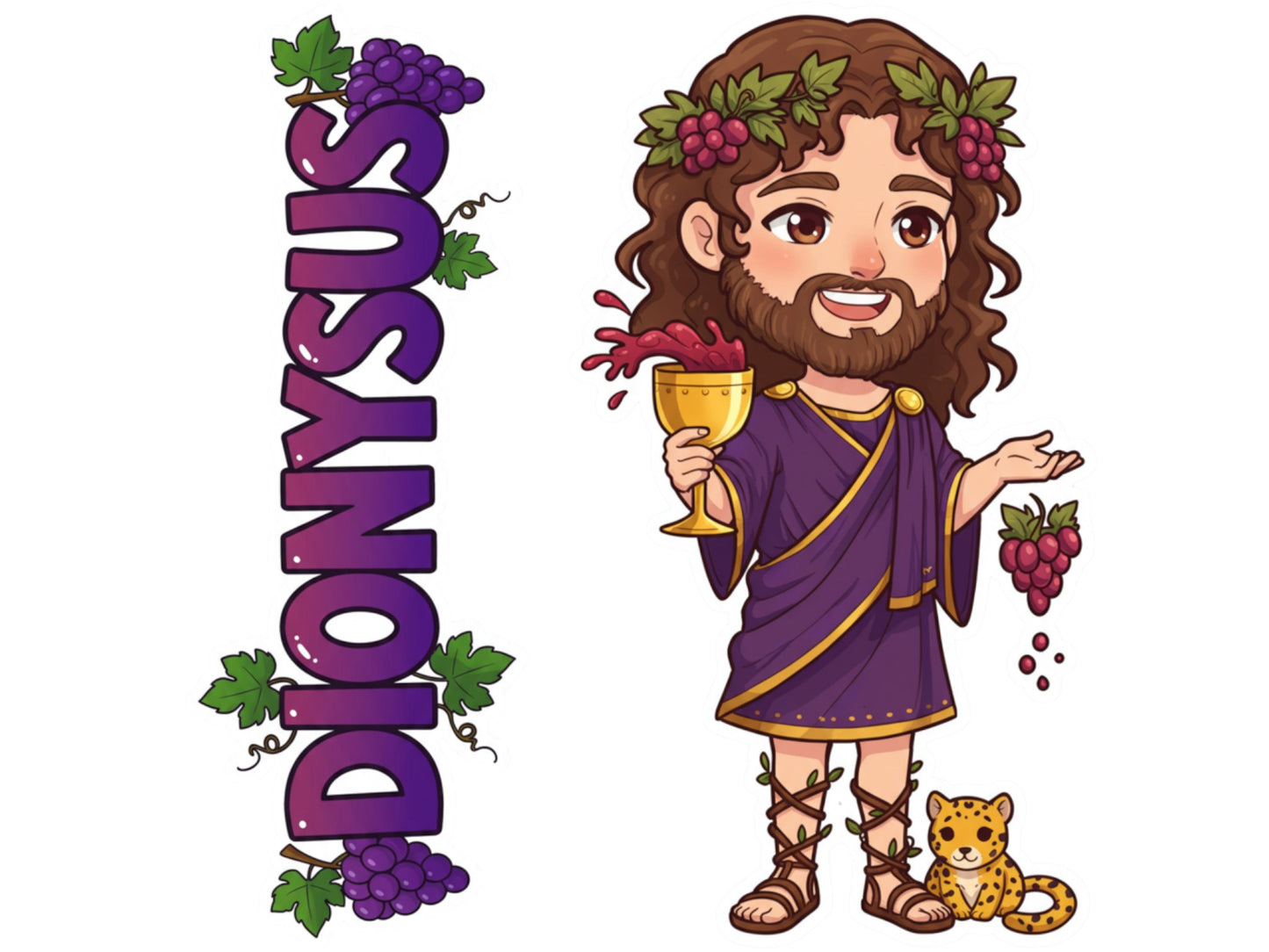 Dionysus Sticker and Magnet – Eleuthereus Mythkins™ – Greek God of Wine and Festivity | Waterproof & UV-Proof