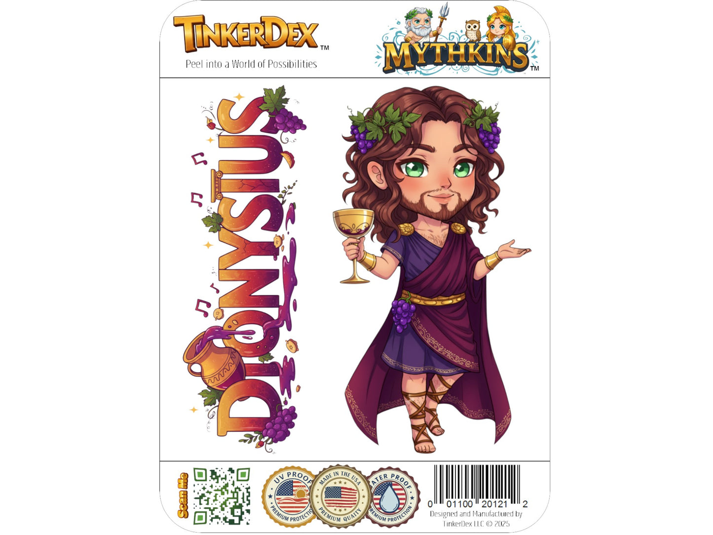 Dionysus Sticker and Magnet – Lyaeus Mythkins™ – Greek God of Wine and Festivity | Waterproof & UV-Proof