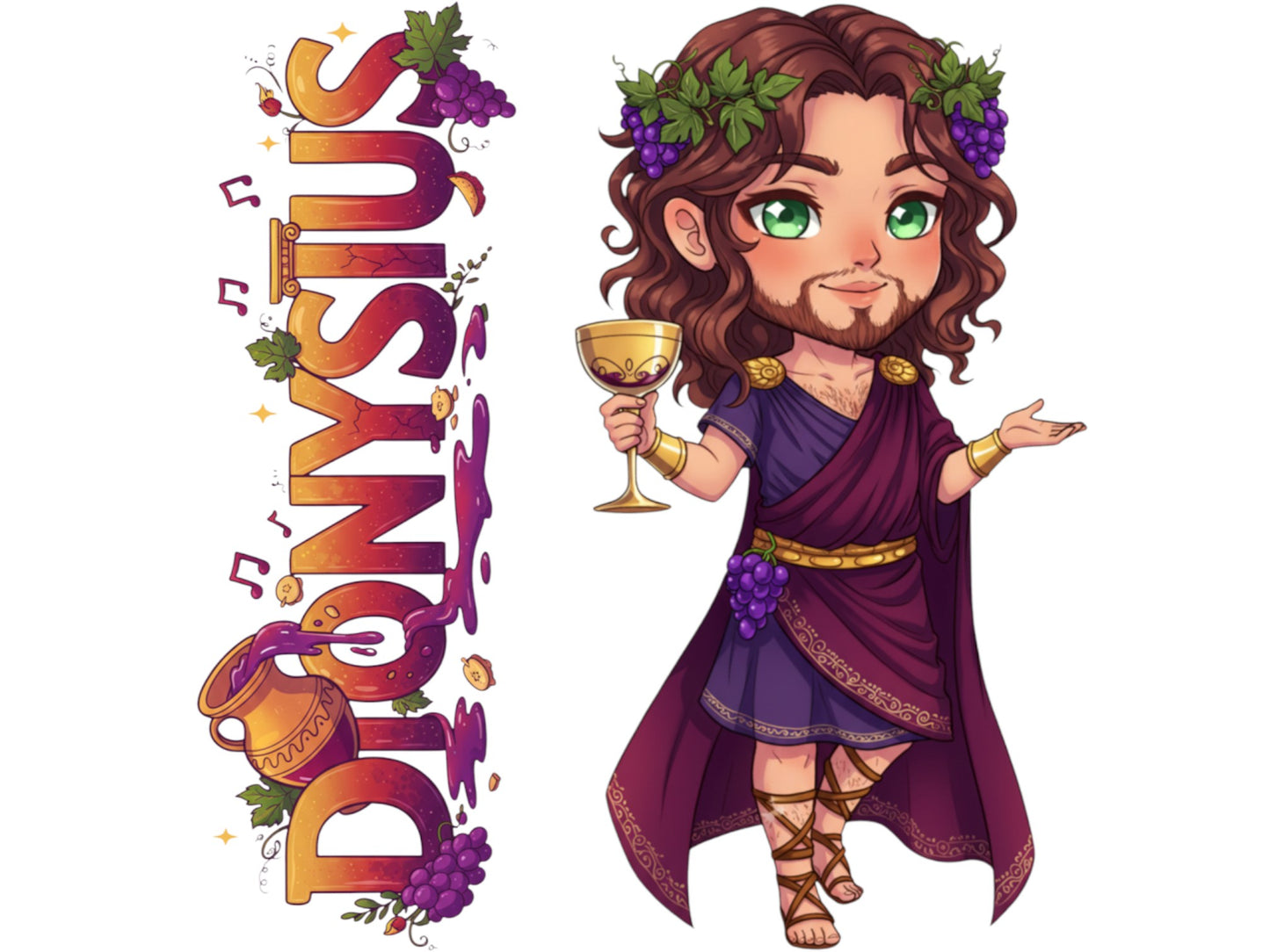 Dionysus Sticker and Magnet – Lyaeus Mythkins™ – Greek God of Wine and Festivity | Waterproof & UV-Proof