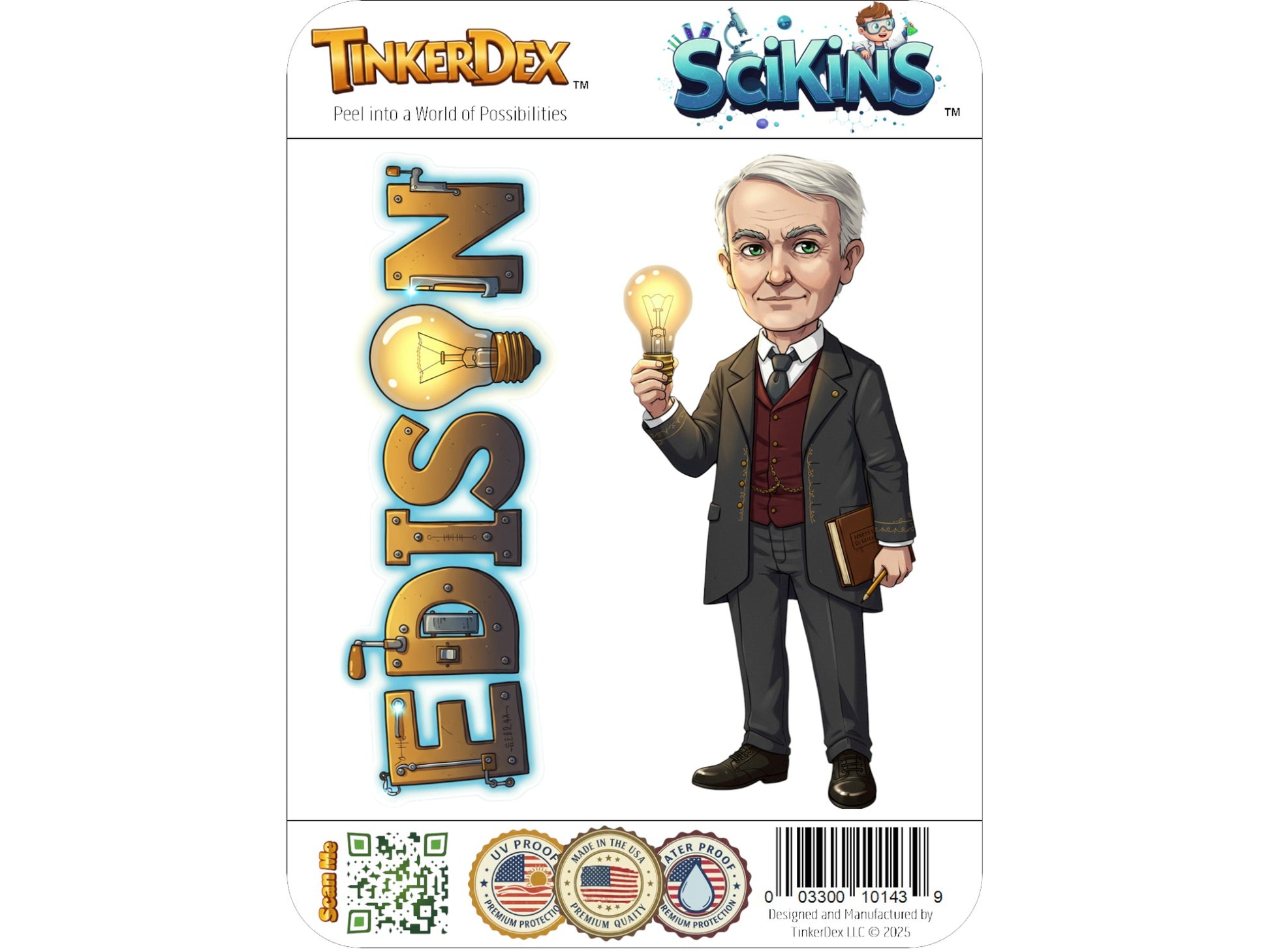 Thomas Edison, The Wizard of Menlo Park Scikins™ Vinyl Sticker – Proli ...