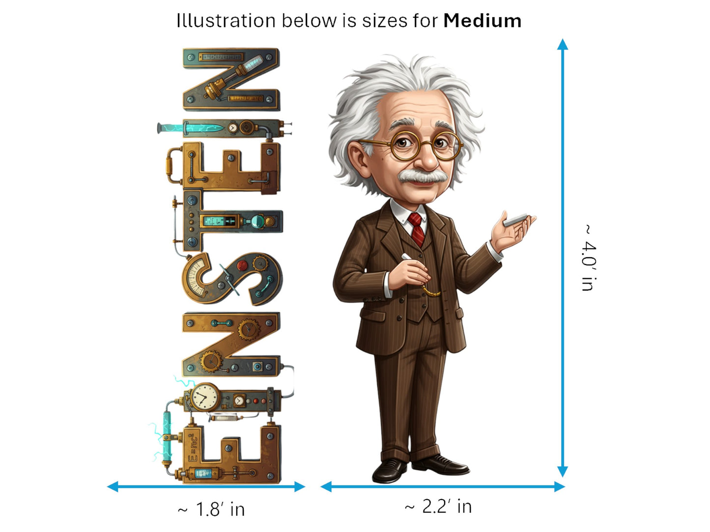 Albert Einstein Sticker and Magnet – Father of Relativity Scikins™ – Iconic Theoretical Physicist | Waterproof & UV-Proof