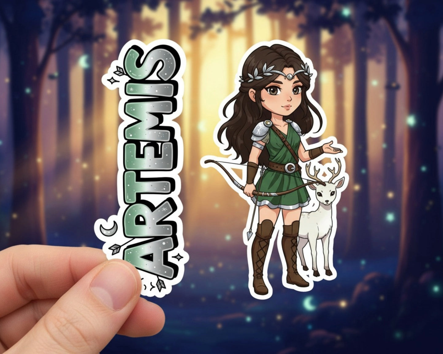Artemis Sticker and Magnet – Agrotera Mythkins™ – Greek Goddess of the Hunt | Waterproof & UV-Proof