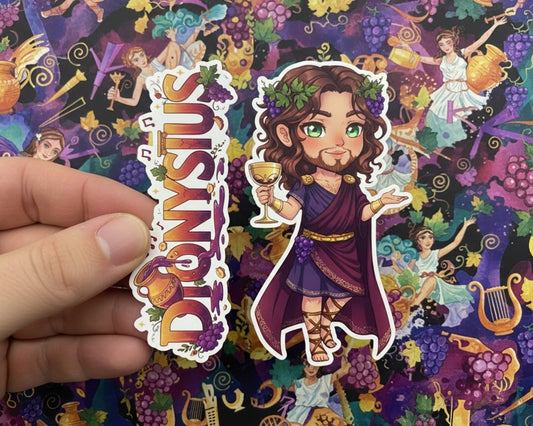 Dionysus Sticker and Magnet – Lyaeus Mythkins™ – Greek God of Wine and Festivity | Waterproof & UV-Proof